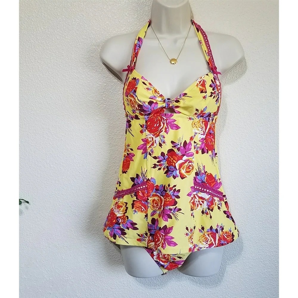 Betsey Johnson Tankini Halter Neck Swim Set